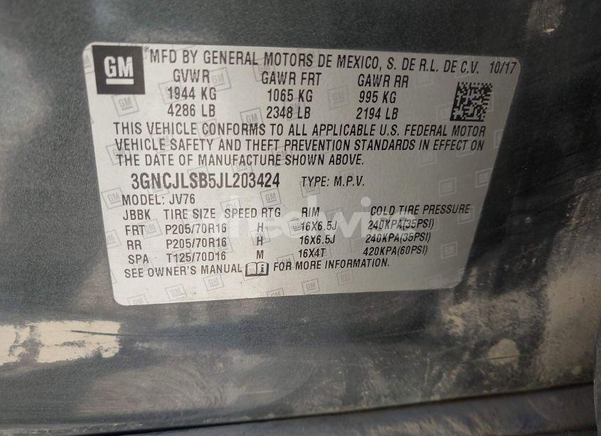 Photo 9 of 2018 Chevrolet Trax LT (VIN 3GNCJLSB5JL203424)