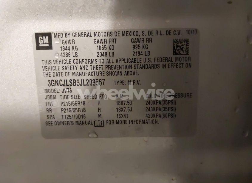 Photo 9 of 2018 Chevrolet Trax LT (VIN 3GNCJLSB5JL203567)