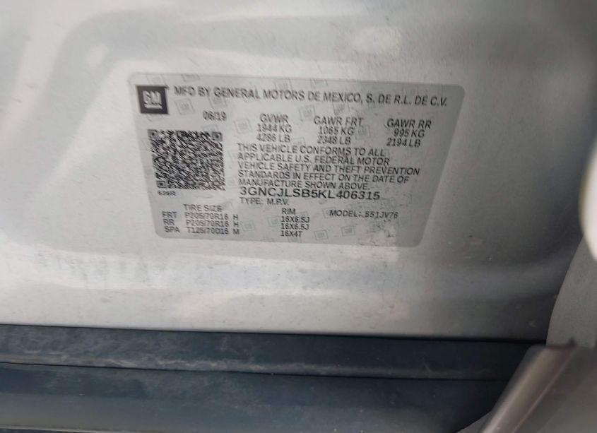 Photo 9 of 2019 Chevrolet Trax LT (VIN 3GNCJLSB5KL406315)