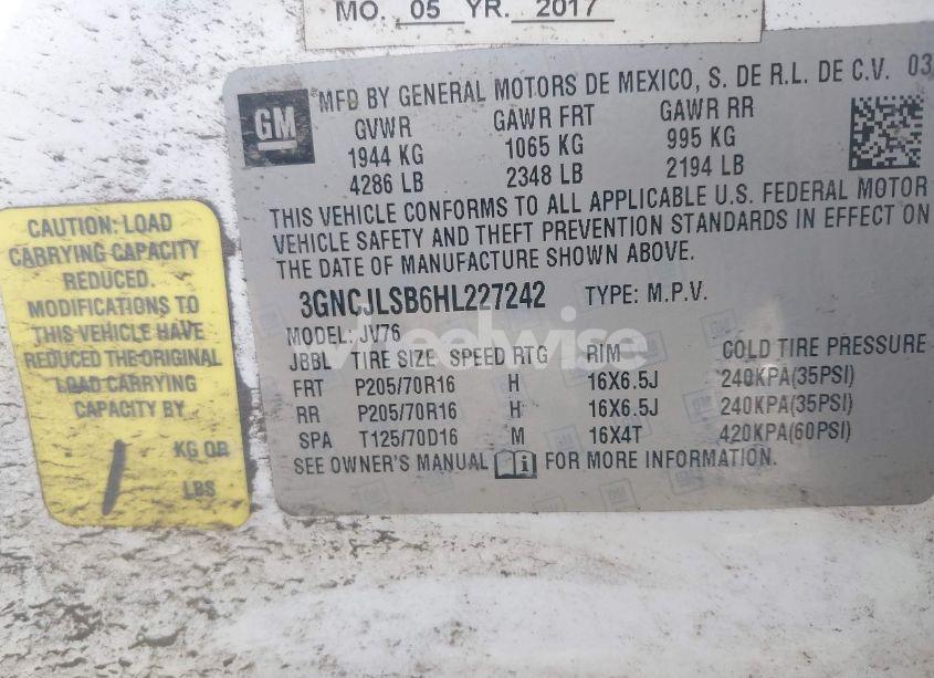 Photo 9 of 2017 Chevrolet Trax LT (VIN 3GNCJLSB6HL227242)