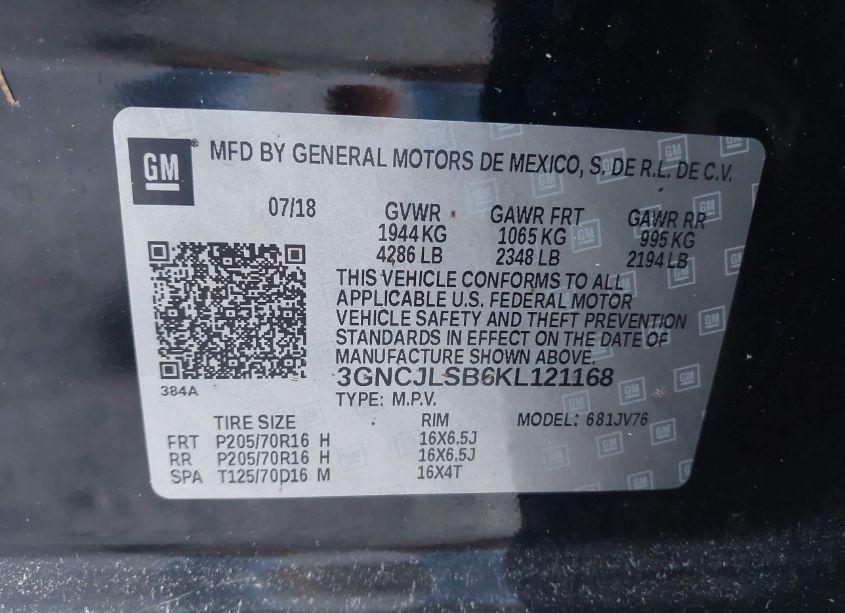 Photo 9 of 2019 Chevrolet Trax LT (VIN 3GNCJLSB6KL121168)