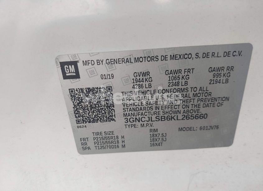 Photo 9 of 2019 Chevrolet Trax LT (VIN 3GNCJLSB6KL265660)