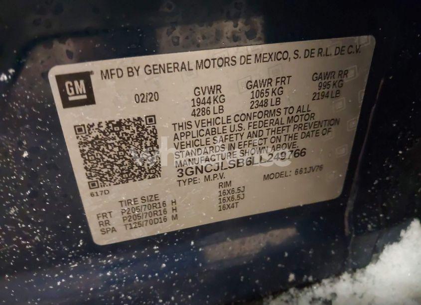 Photo 9 of 2020 Chevrolet Trax FWD LT (VIN 3GNCJLSB6LL249766)