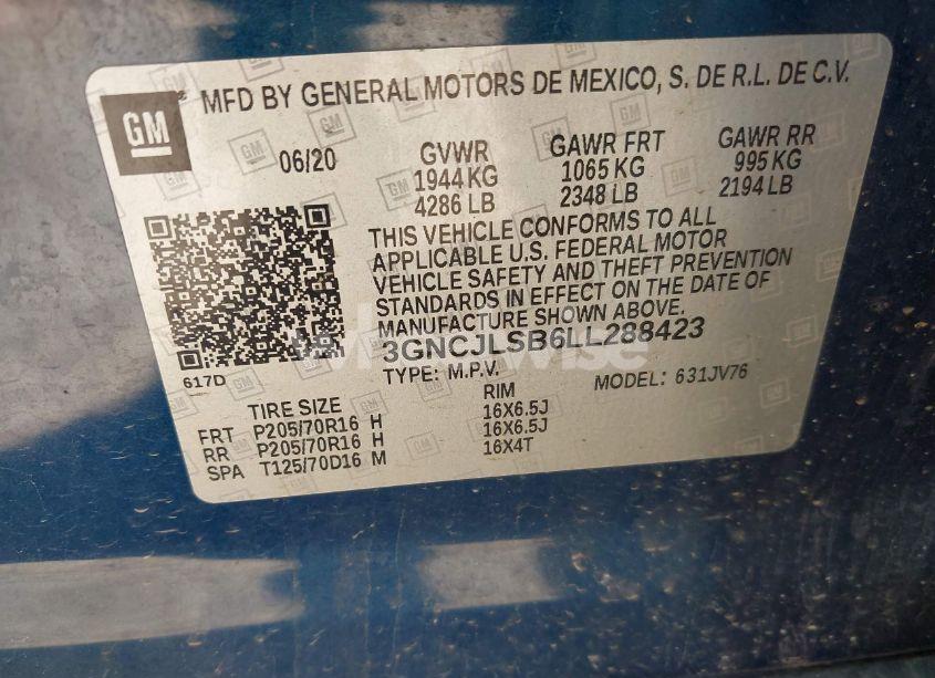 Photo 9 of 2020 Chevrolet Trax FWD LT (VIN 3GNCJLSB6LL288423)