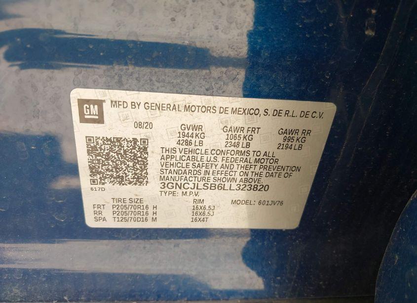 Photo 9 of 2020 Chevrolet Trax FWD LT (VIN 3GNCJLSB6LL323820)