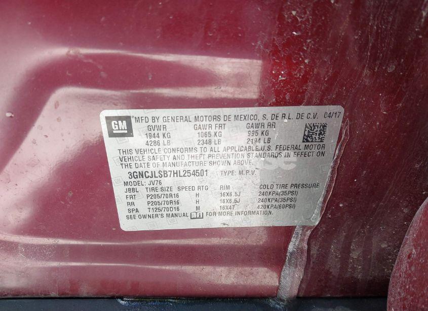 Photo 9 of 2017 Chevrolet Trax LT (VIN 3GNCJLSB7HL254501)