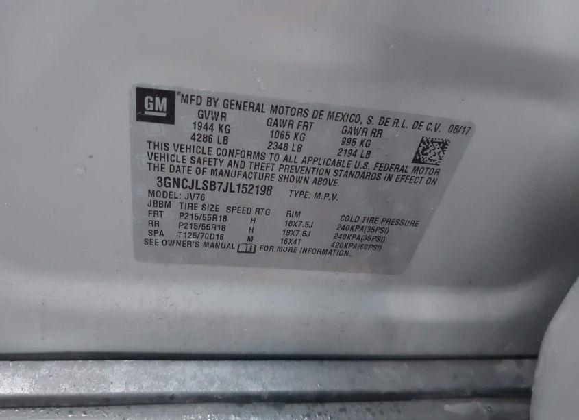 Photo 9 of 2018 Chevrolet Trax LT (VIN 3GNCJLSB7JL152198)