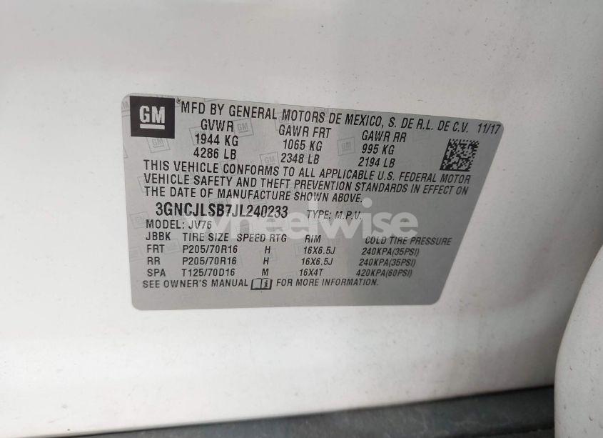 Photo 9 of 2018 Chevrolet Trax LT (VIN 3GNCJLSB7JL240233)