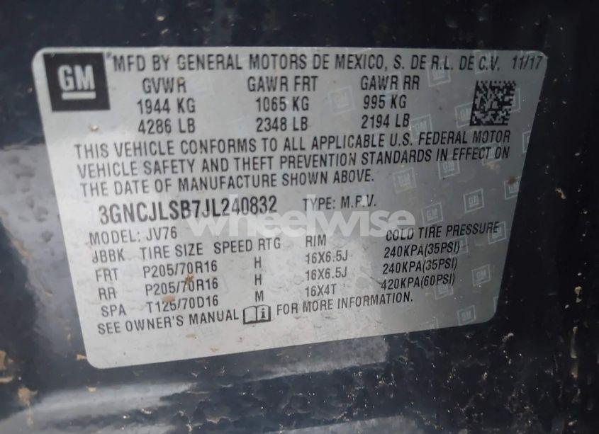 Photo 9 of 2018 Chevrolet Trax LT (VIN 3GNCJLSB7JL240832)