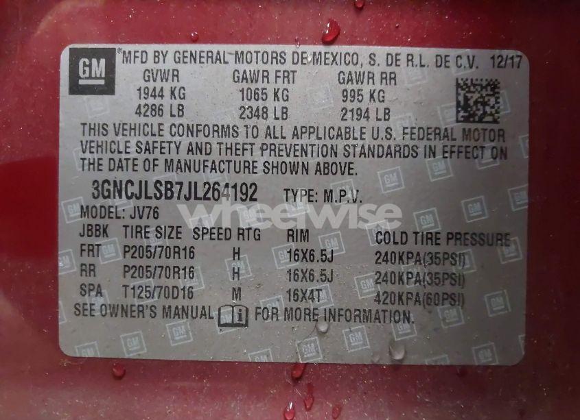 Photo 9 of 2018 Chevrolet Trax LT (VIN 3GNCJLSB7JL264192)