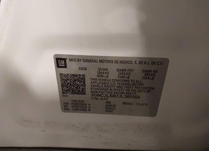 Photo 9 of 2018 Chevrolet Trax LT (VIN 3GNCJLSB7JL360565)