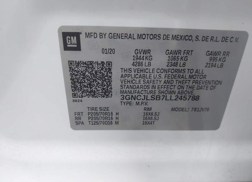 Photo 9 of 2020 Chevrolet Trax FWD LT (VIN 3GNCJLSB7LL245788)