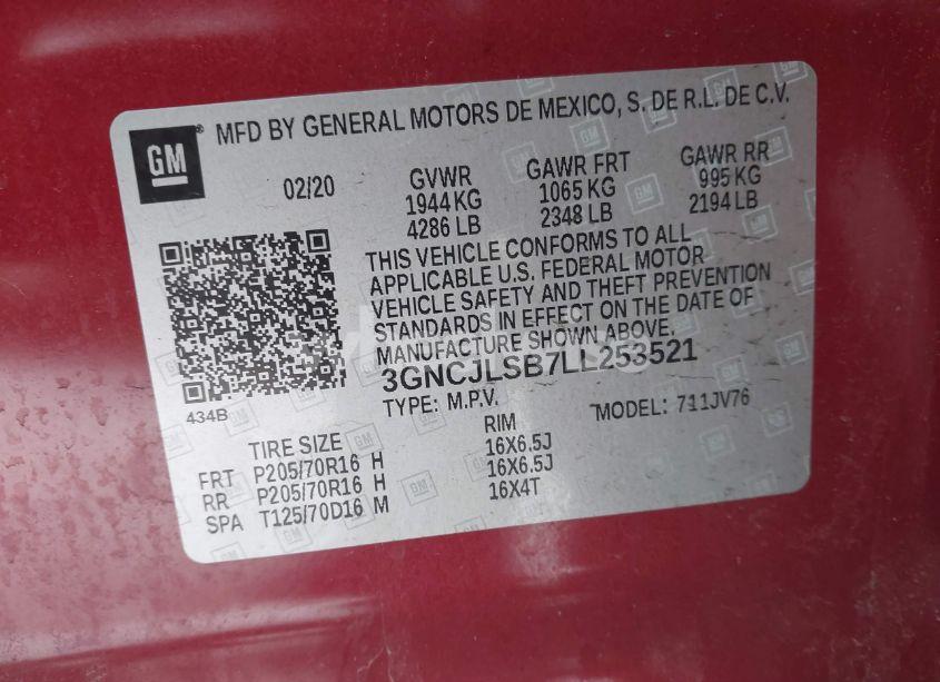 Photo 9 of 2020 Chevrolet Trax FWD LT (VIN 3GNCJLSB7LL253521)