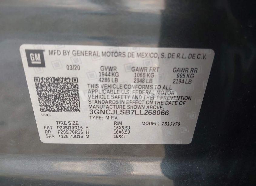 Photo 9 of 2020 Chevrolet Trax FWD LT (VIN 3GNCJLSB7LL268066)