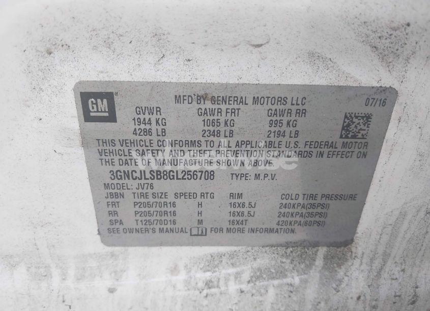 Photo 9 of 2016 Chevrolet Trax LT (VIN 3GNCJLSB8GL256708)