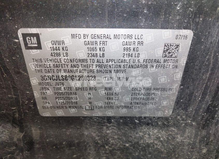 Photo 9 of 2016 Chevrolet Trax LT (VIN 3GNCJLSB8GL260323)