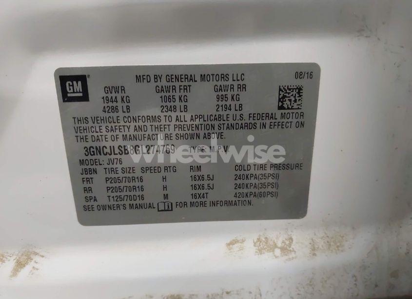 Photo 9 of 2016 Chevrolet Trax LT (VIN 3GNCJLSB8GL274769)