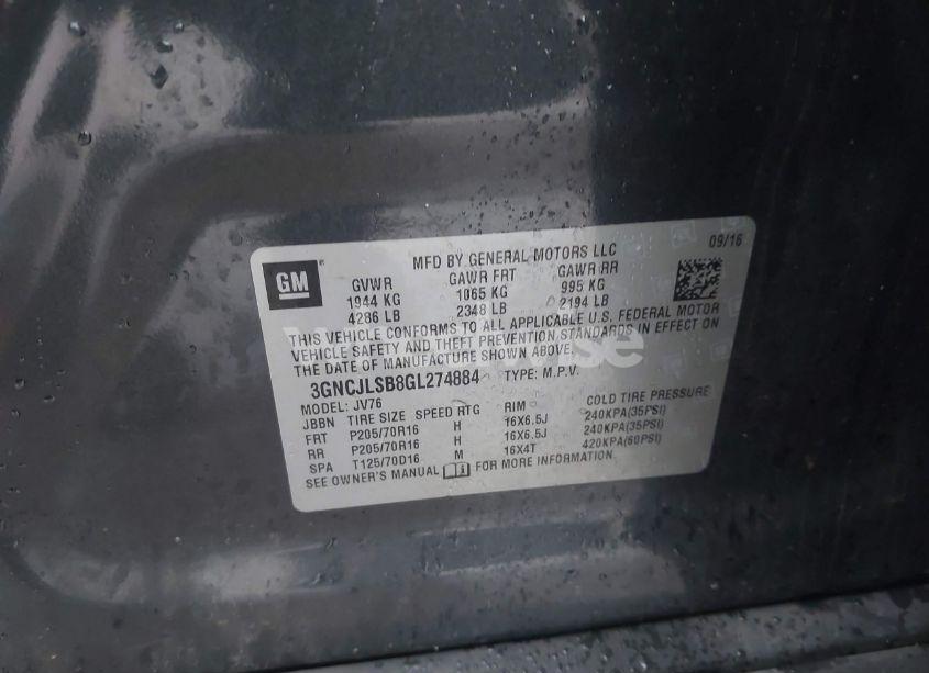 Photo 9 of 2016 Chevrolet Trax LT (VIN 3GNCJLSB8GL274884)