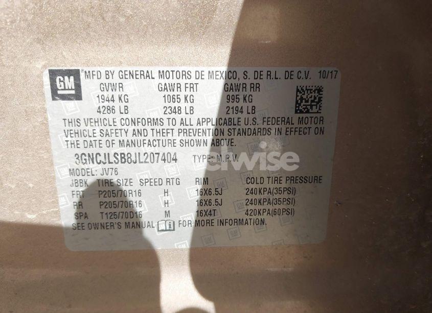 Photo 9 of 2018 Chevrolet Trax LT (VIN 3GNCJLSB8JL207404)