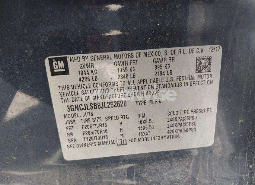 Photo 9 of 2018 Chevrolet Trax LT (VIN 3GNCJLSB8JL252620)