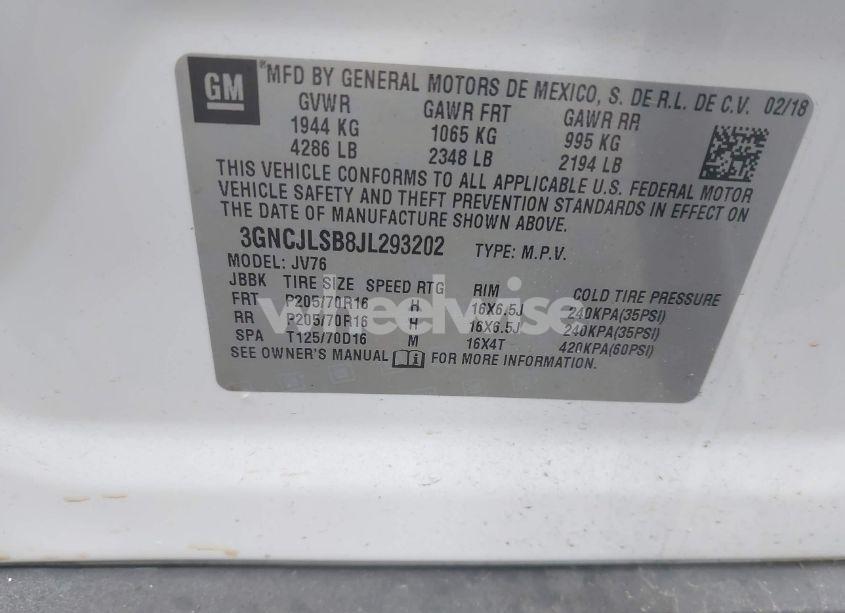 Photo 9 of 2018 Chevrolet Trax LT (VIN 3GNCJLSB8JL293202)