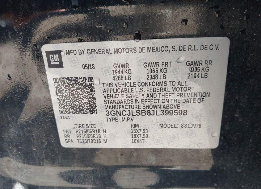 Photo 9 of 2018 Chevrolet Trax LT (VIN 3GNCJLSB8JL399598)