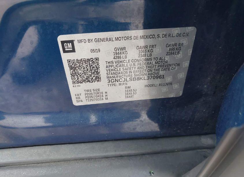 Photo 9 of 2019 Chevrolet Trax LT (VIN 3GNCJLSB8KL370961)