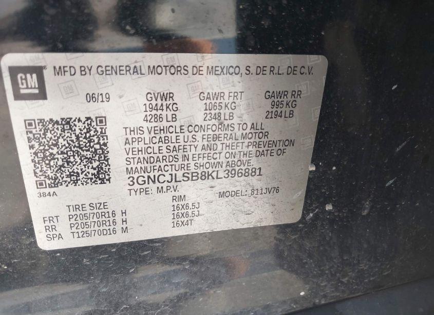 Photo 9 of 2019 Chevrolet Trax LT (VIN 3GNCJLSB8KL396881)