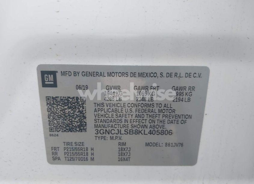 Photo 9 of 2019 Chevrolet Trax LT (VIN 3GNCJLSB8KL405806)