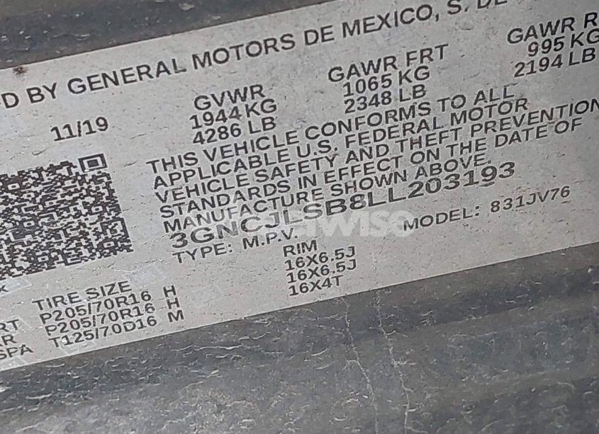 Photo 9 of 2020 Chevrolet Trax FWD LT (VIN 3GNCJLSB8LL203193)