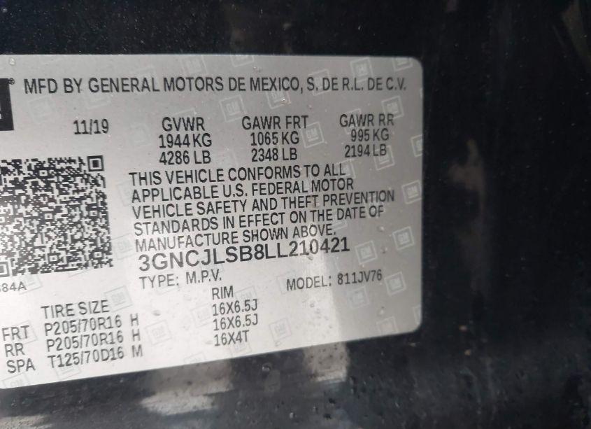 Photo 9 of 2020 Chevrolet Trax FWD LT (VIN 3GNCJLSB8LL210421)