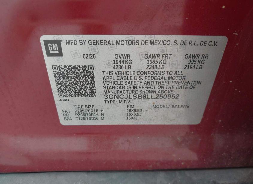 Photo 9 of 2020 Chevrolet Trax FWD LT (VIN 3GNCJLSB8LL250952)