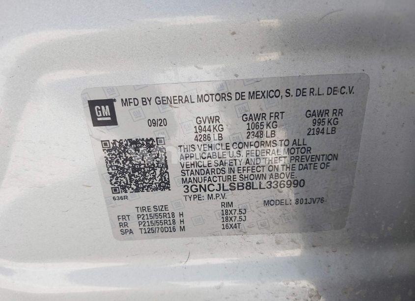 Photo 9 of 2020 Chevrolet Trax FWD LT (VIN 3GNCJLSB8LL336990)