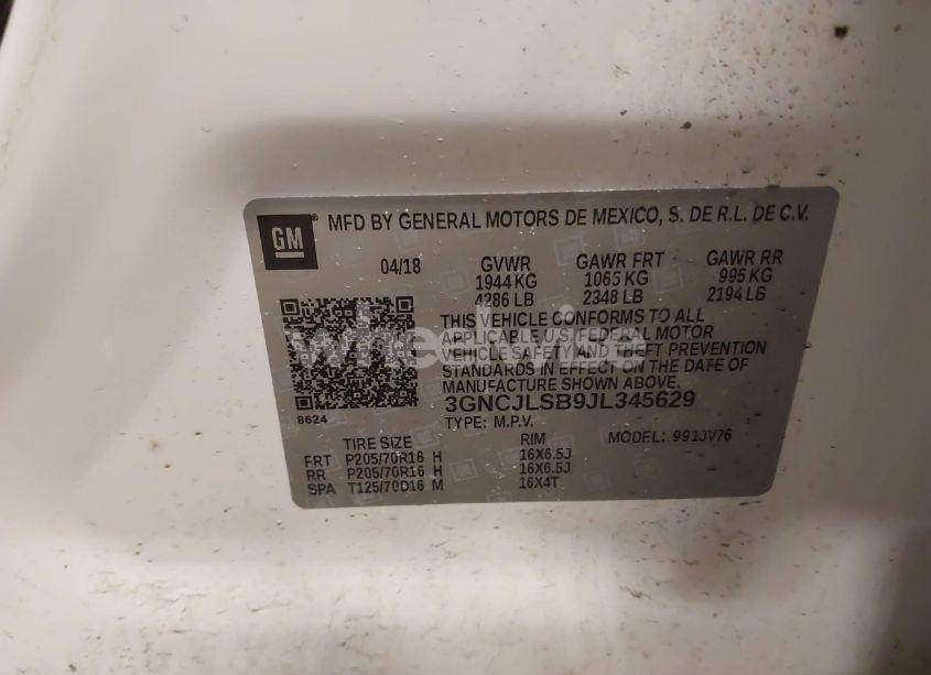 Photo 9 of 2018 Chevrolet Trax LT (VIN 3GNCJLSB9JL345629)