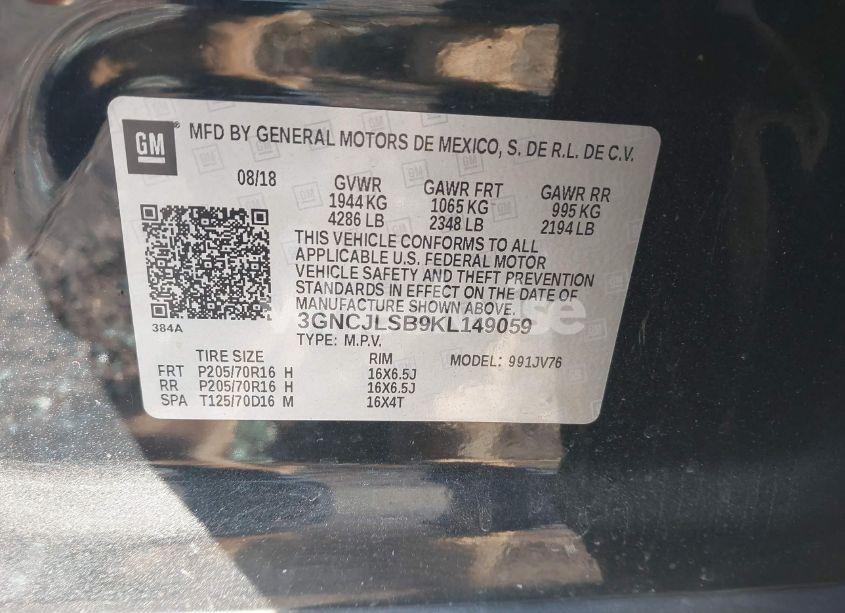 Photo 9 of 2019 Chevrolet Trax LT (VIN 3GNCJLSB9KL149059)