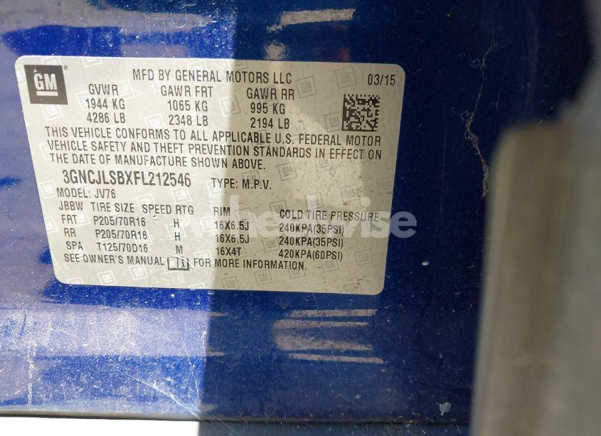 Photo 9 of 2015 Chevrolet Trax LT (VIN 3GNCJLSBXFL212546)