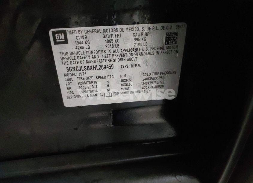 Photo 9 of 2017 Chevrolet Trax LT (VIN 3GNCJLSBXHL269459)