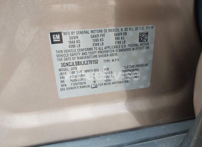 Photo 9 of 2018 Chevrolet Trax LT (VIN 3GNCJLSBXJL278152)