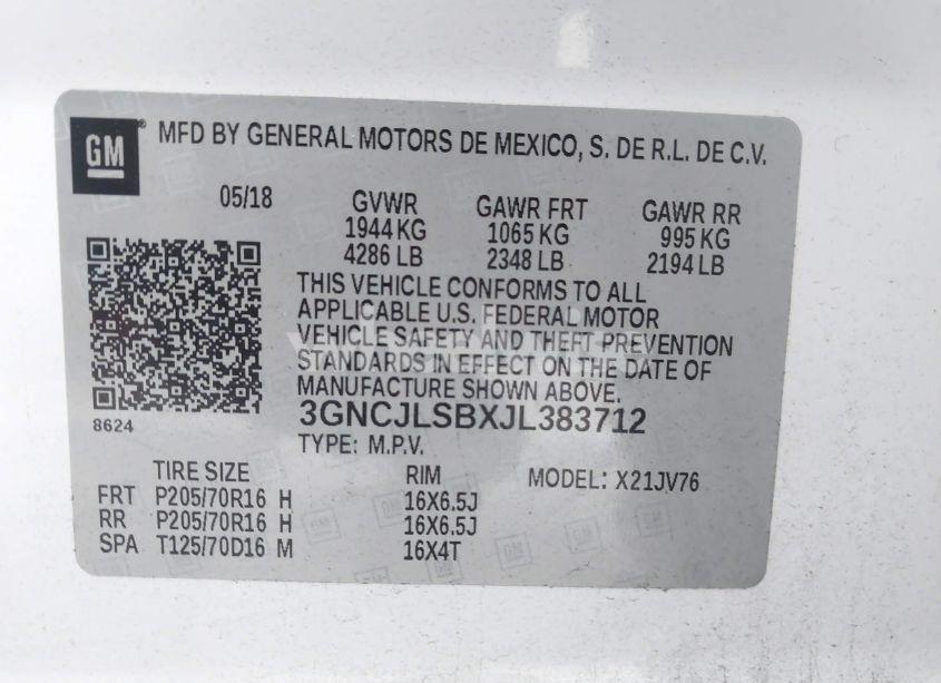 Photo 9 of 2018 Chevrolet Trax LT (VIN 3GNCJLSBXJL383712)