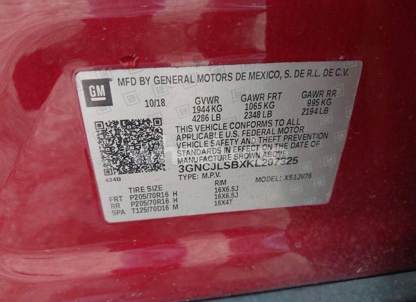 Photo 9 of 2019 Chevrolet Trax LT (VIN 3GNCJLSBXKL207325)