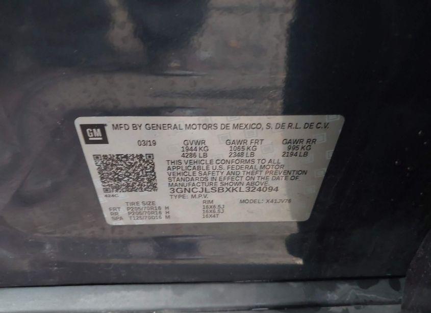 Photo 9 of 2019 Chevrolet Trax LT (VIN 3GNCJLSBXKL324094)