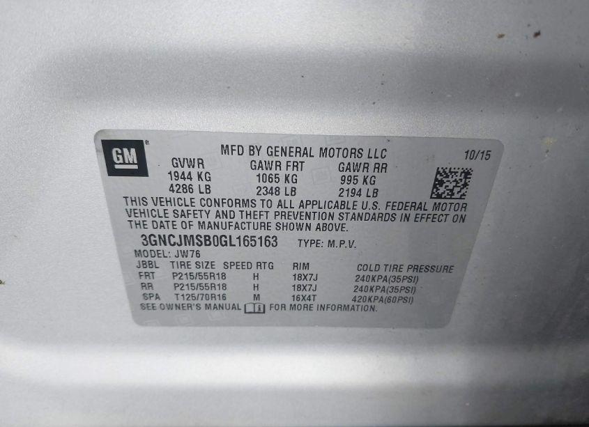 Photo 17 of 2016 Chevrolet Trax LTZ (VIN 3GNCJMSB0GL165163)