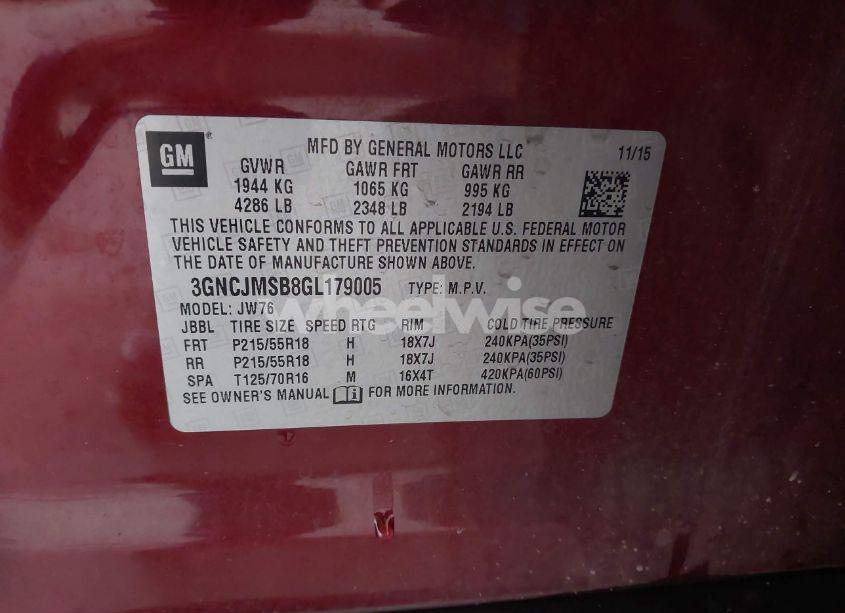 Photo 9 of 2016 Chevrolet Trax LTZ (VIN 3GNCJMSB8GL179005)