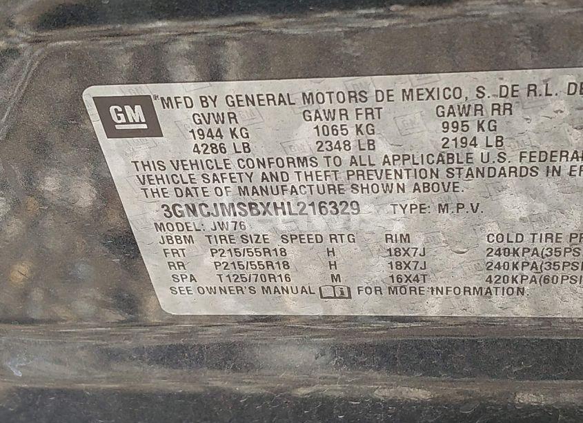 Photo 9 of 2017 Chevrolet Trax PREMIER (VIN 3GNCJMSBXHL216329)