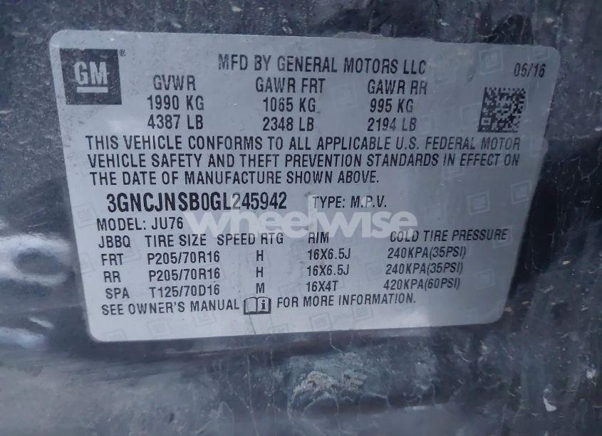 Photo 9 of 2016 Chevrolet Trax 1LS (VIN 3GNCJNSB0GL245942)