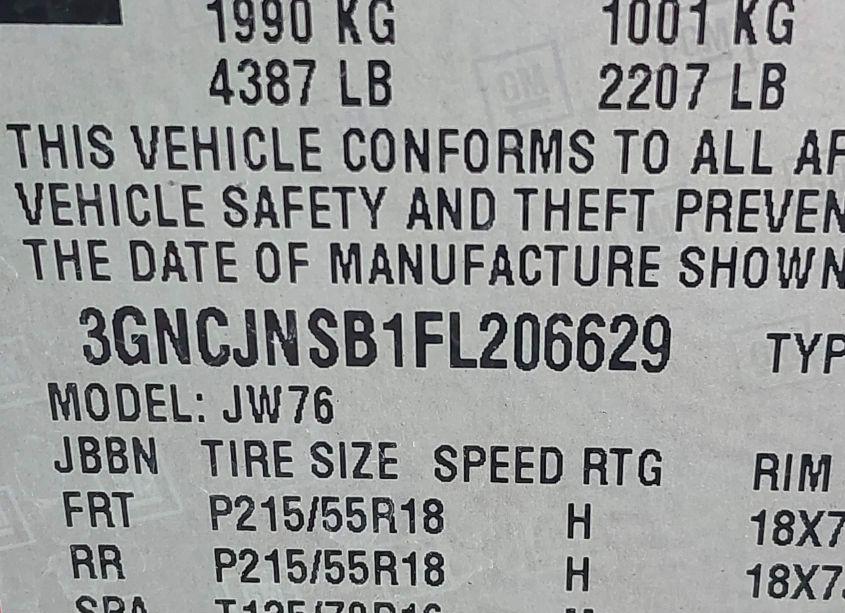 Photo 9 of 2015 Chevrolet Trax LTZ (VIN 3GNCJNSB1FL206629)