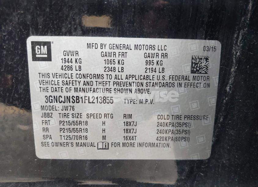 Photo 9 of 2015 Chevrolet Trax LTZ (VIN 3GNCJNSB1FL213855)