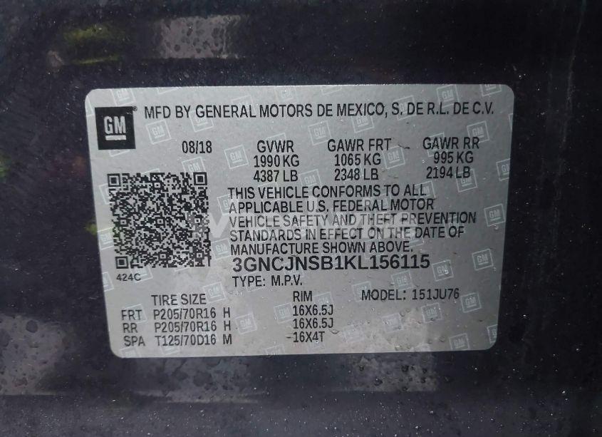 Photo 9 of 2019 Chevrolet Trax LS (VIN 3GNCJNSB1KL156115)