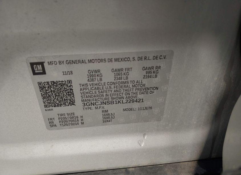 Photo 9 of 2019 Chevrolet Trax LS (VIN 3GNCJNSB1KL229421)