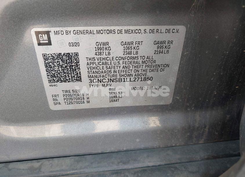 Photo 9 of 2020 Chevrolet Trax AWD LS (VIN 3GNCJNSB1LL271850)